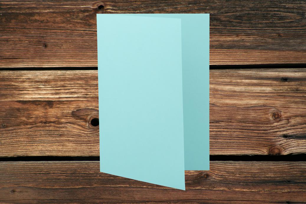 Klappkarten 148/297x210 mm (A5) hochdoppelt Laguneblau 230 g/qm